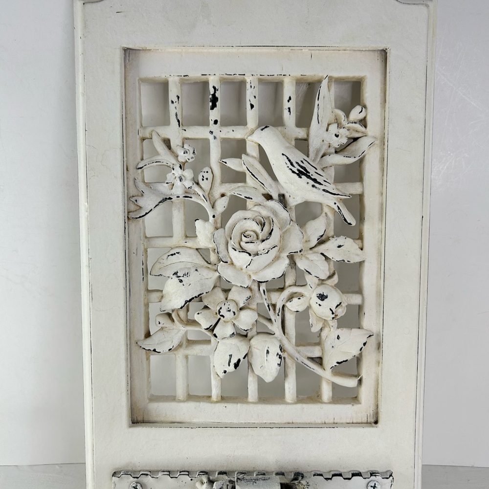 Wood And Iron Plant Pot Hanger Holder Wall Mount Floral Bird Distressed - Picture 5 of 10